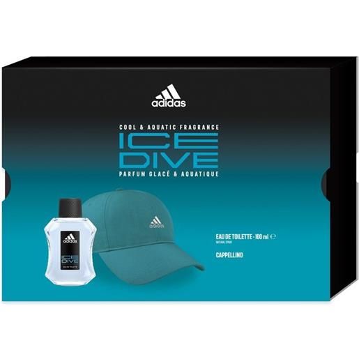Adidas cofanetto ice dive edt 100ml + cappello uomo da baseball turchese
