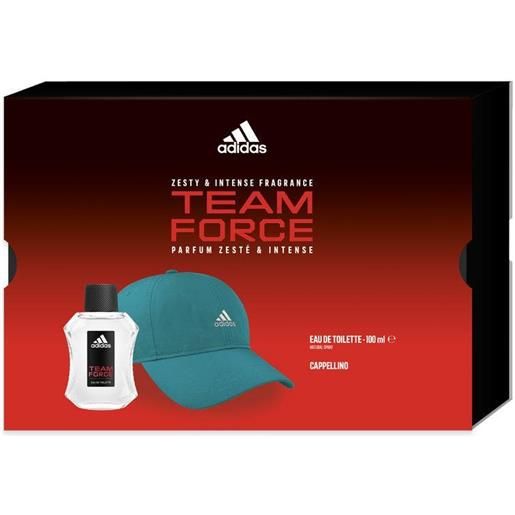 Adidas cofanetto team force edt 100ml + cappello uomo da baseball turchese