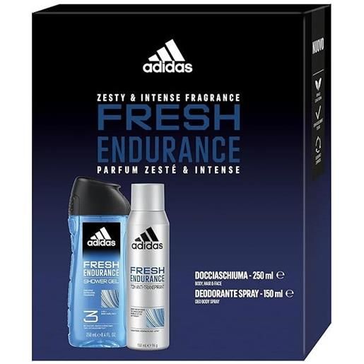 Adidas cofanetto fresh endurance deo spray 150ml + bagnoschiuma 3in1 250ml