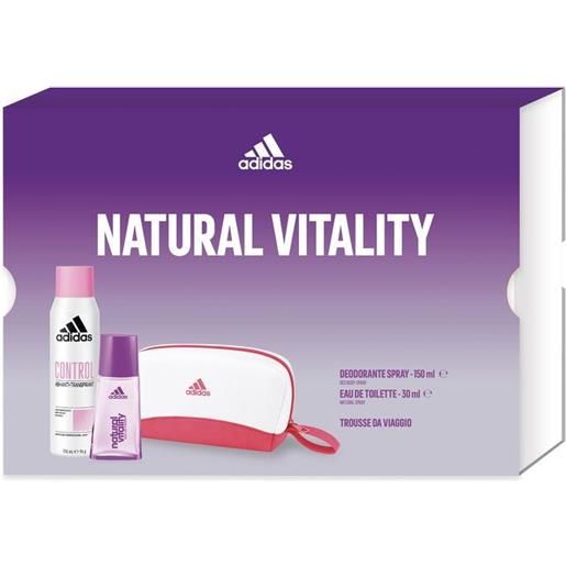 Adidas cofanetto natural vitality edt 30ml + deo spray 150ml + pochette