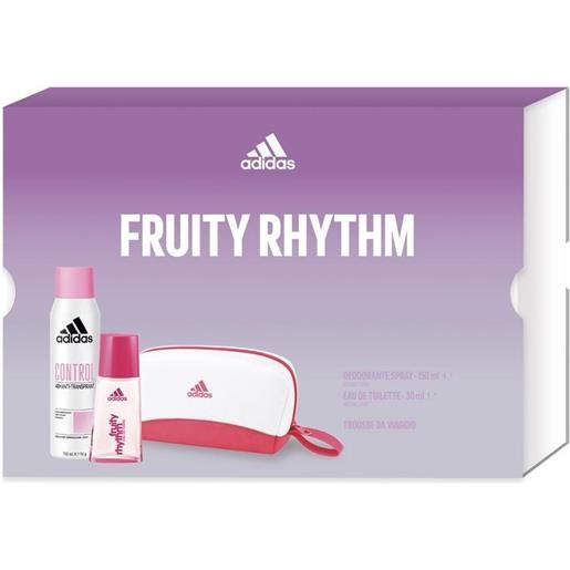 Adidas cofanetto fruity rhythm edt 30ml + deo spray 150ml + pochette