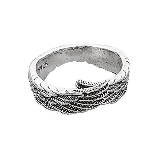 YXZPQ anello aperto da donna in argento sterling, design vintage con ali d'angelo, semplice fatto a mano, gioielli da festa per uomini e donne bianchi