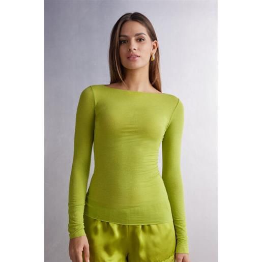 Intimissimi maglia in modal ultralight con cashmere con scollo a barchetta verde