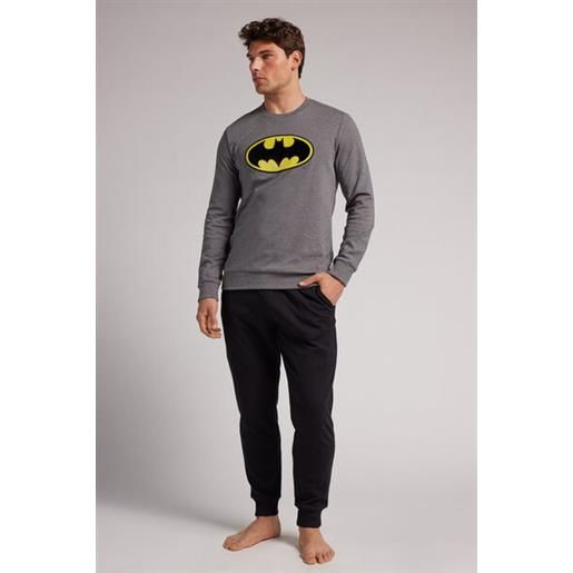 Intimissimi pigiama lungo dc comics batman in cotone grigio scuro