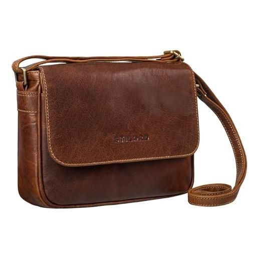 STILORD 'elina' elegante borsa tracolla donna pelle vintage borsetta per uscire pochette donna piccola crossbody bag borsa a mano in vera pelle, colore: cannes - marrone