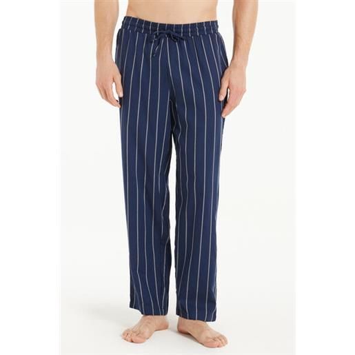 Tezenis pantalone lungo dritto in tela di cotone uomo blu