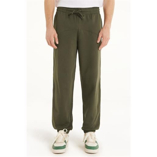 Tezenis pantalone lungo felpa con tasche e coulisse basic uomo verde