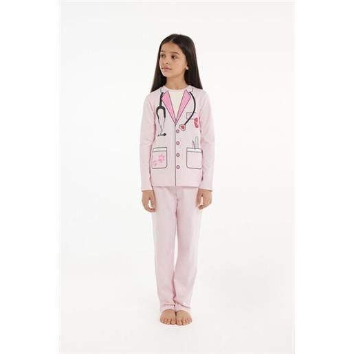 Tezenis pigiama lungo bimba cotone pesante stampa veterinario bambina rosa