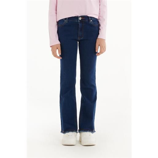 Tezenis jeans lunghi flare con zip e bottone bambina blu