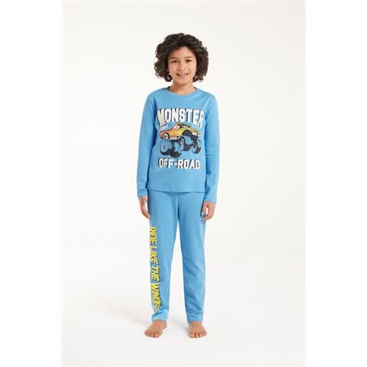 Tezenis pigiama lungo bimbo cotone pesante stampa "monster" bambino blu