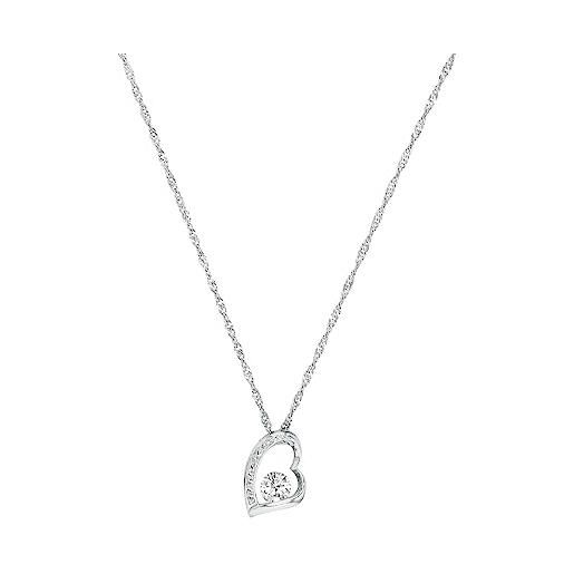Amor collana con ciondolo collana da donna in argento 925, con zirconi sintetici, 45 cm, argento, cuore, viene fornita in confezione regalo per gioielli, 9959396