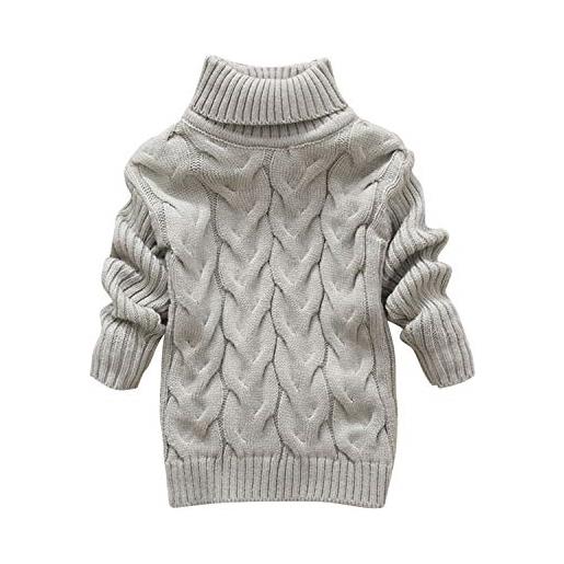 De feuilles maglione a collo alto per bambini, lavorato a maglia grigio 5-6 anni