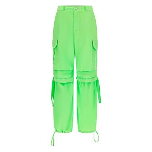 FREDDY - cargo pants, pantaloni cargo in popeline con doppia coulisse, comfort e libertà di movimento, verde, small