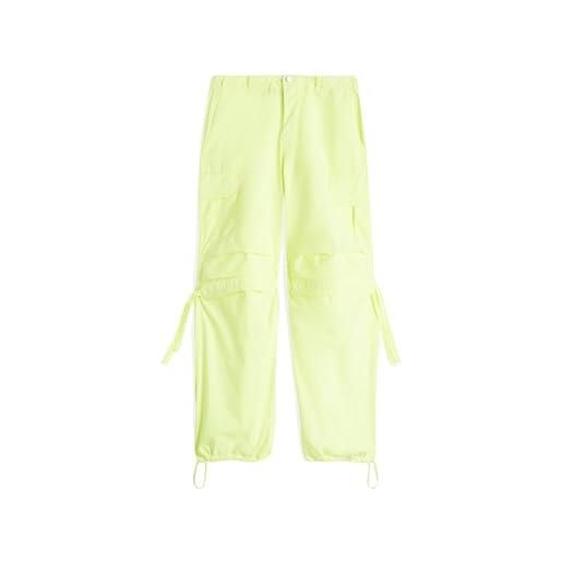 FREDDY - cargo pants, pantaloni cargo in popeline con doppia coulisse, comfort e libertà di movimento, giallo, medium