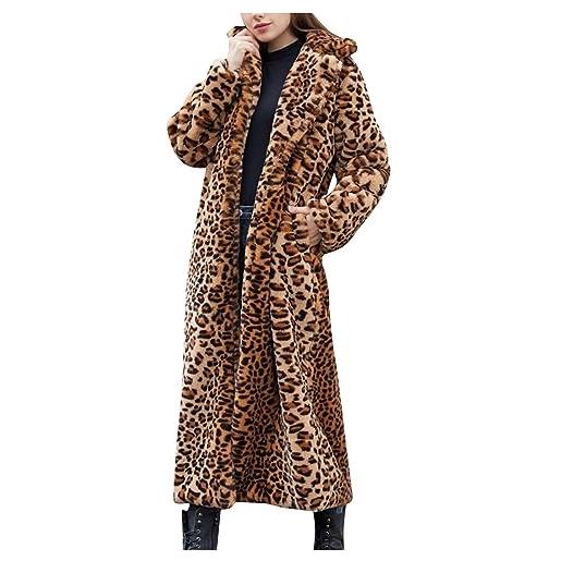 yiouyisheng cappotto da donna in pelliccia sintetica ispessito, lungo, leopardato, invernale, caldo, pelliccia invernale, giacca in pelliccia sintetica, 01-marrone, l