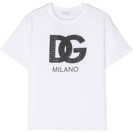 DOLCE & GABBANA KIDS t-shirt in jersey di cotone stampa logo dg