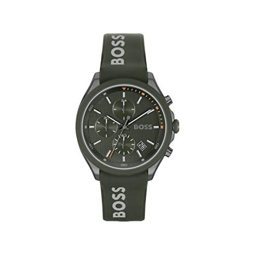 BOSS orologio con cronografo al quarzo da uomo con cinturino in silicone verde - 1514060