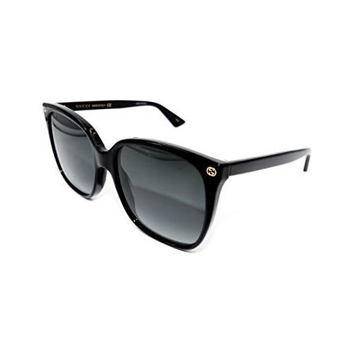 Gucci gg0022s 001 occhiali da sole, nero (black/grey), 57 donna