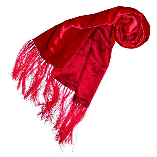 Lorenzo cana 89093 - sciarpa da donna double face con parte anteriore in velluto di seta, motivo floreale in damascato, 30 cm x 200 cm, colore: rosso