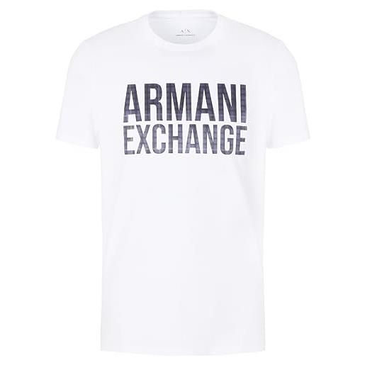 Armani Exchange t-shirt con logo sul petto slim fit, bianco, s uomo