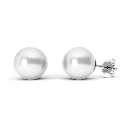 TIABELLE - orecchini a perno in titanio con perle swarovski® lucide - orecchini di perle color argento da donna - anallergici e delicati sulla pelle - fatti a mano in germania, cristallo