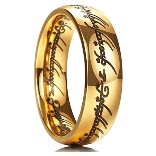 King Will anello da uomo in titanio da 7 mm, in oro, motivo: signore degli anelli, fede nuziale per uomo e donna, vestibilità comoda, lucido, u 1/2(63.36mm), titanio, nessuna pietra preziosa