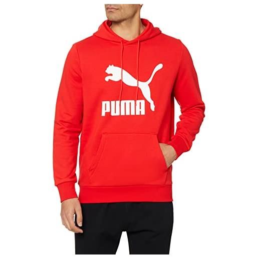 PUMA classics logo hoodie felpa, rosso (high risk red), xl uomo