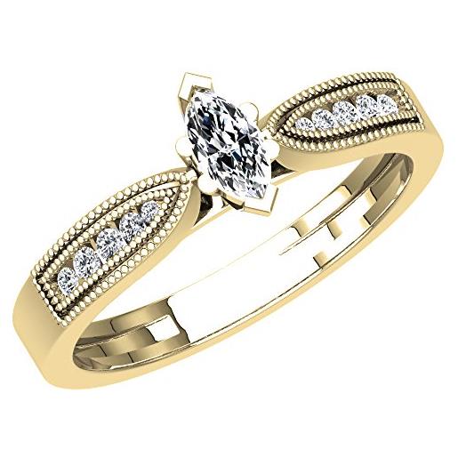 DazzlingRock Collection - anello di fidanzamento in oro 18 carati con diamanti taglio marquise, stile vintage, da 0,30 carati e oro giallo, 17, cod. K2739-18ky-8