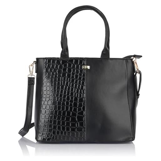 FENIA borsa con manico con stampa rettile, shopper da donna, nero, einheitsgröße