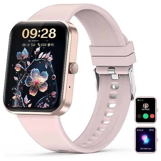 Nemheng smartwatch donna con chiamata, 1,83 fitness tracker con orologio assistente vocale contapassi, quadrante personalizzato, spo2, orologio sportivo per android ios rosa
