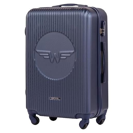 W WINGS wings luggage carrello spazioso - valigia leggera per aeroplano - custodia lussuosa e moderna con impugnatura telescopica a due stadi e lucchetto a combinazione