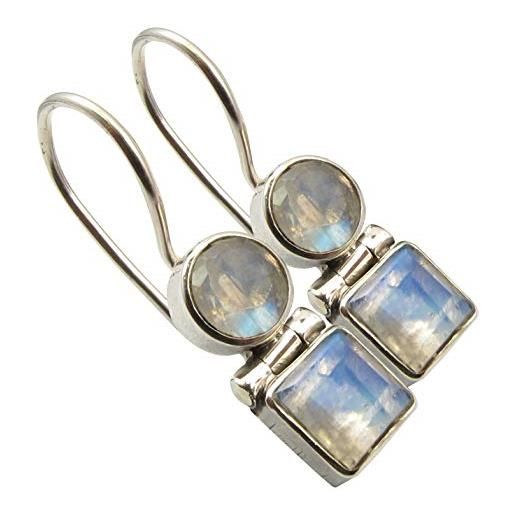 SilverStarJewel orecchini con pietra di luna arcobaleno a forma di pera in argento sterling massiccio 2,5 cm