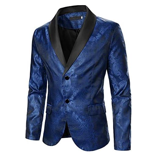 Generic blazer, giacca da uomo elegante, slim fit, tinta unita, moderna, per matrimoni, feste, lauree, business, da uomo, sportiva, tempo libero, blu, xl