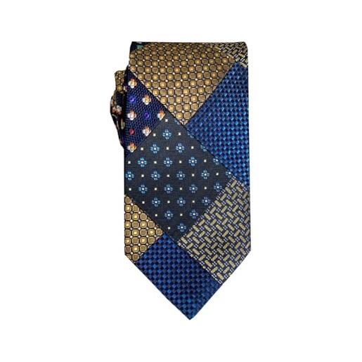 Remo Sartori - cravatta sartoriale patchwork in seta, fatta a mano, made in italy, uomo (blu)