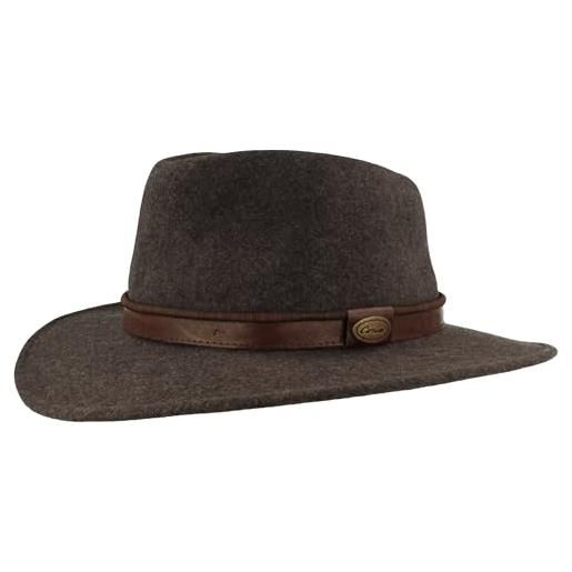 Hut Breiter breiter cappello in feltro da trekking, 100% lana, impermeabile, pieghevole, in pelle, grigio 61, grigio. , 61