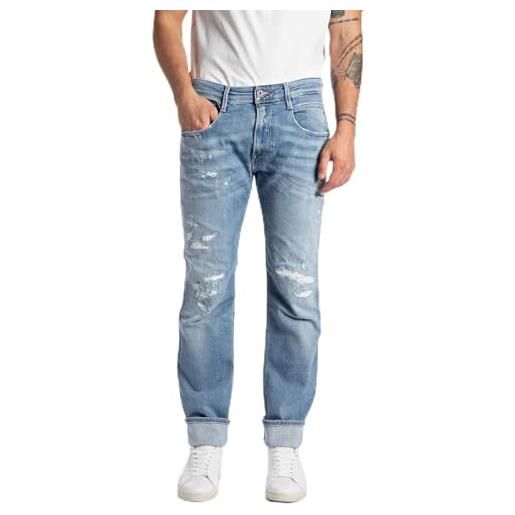 Replay anbass invecchiato jeans, 010 azzurro, w32 / l34 uomo