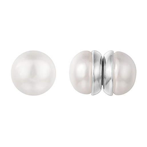 Vogem orecchini magnetici per donne e ragazze, 10 mm, con perle magnetiche, senza foro per le orecchie, alla moda e acciaio inossidabile, colore: bianco