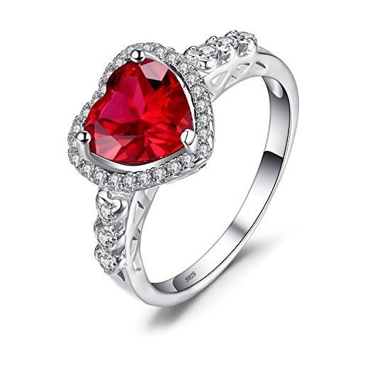 JewelryPalace 2.7ct cuore dell'oceano halo anello, classico creato rubino rosso anelli donna argento 925, anniversario fidanzamento promessa anello donna, anello rosso e argento set gioielli donna