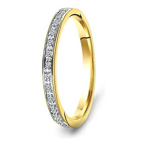 MIORE - anello da donna in oro giallo 9 karati 375 con diamanti da 0,05 ct anello dell'eternità