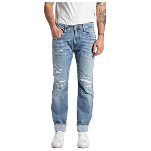 Replay anbass invecchiato jeans, 010 azzurro, w32 / l34 uomo