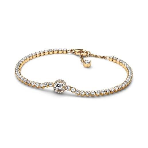 Pandora timeless bracciale placcato in oro 14k con zirconi cubici trasparenti, 20