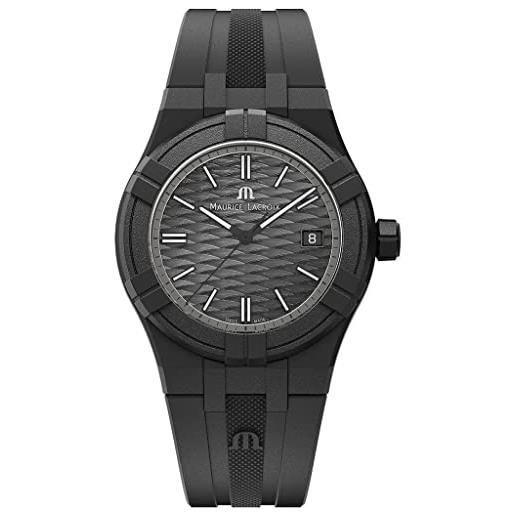 Maurice Lacroix aikon #tide all black 40mm orologio svizzero al quarzo ai2008-00000-300-0, nero