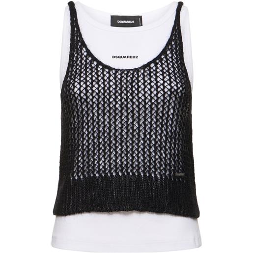 DSQUARED2 tank top in jersey e misto mohair