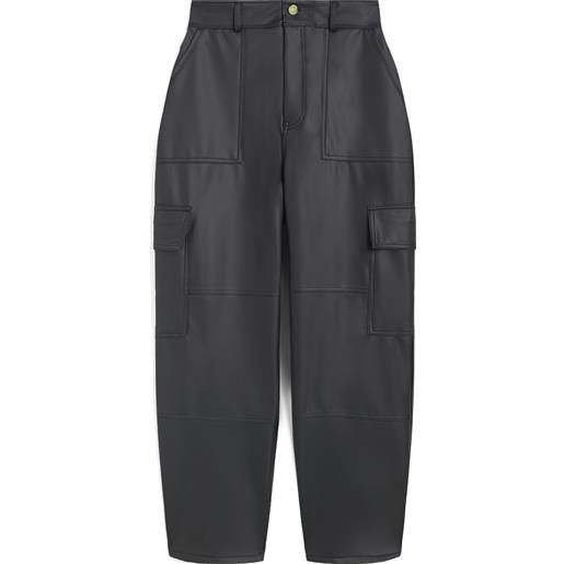 Freddy pantaloni cargo in similpelle gamba straight cropped