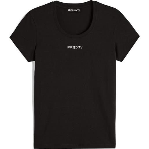 Freddy t-shirt donna in jersey con piccola stampa argento