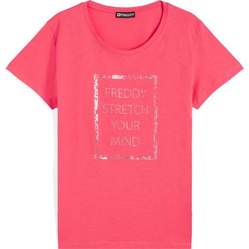 Freddy t-shirt da donna in jersey leggero con slogan in strass