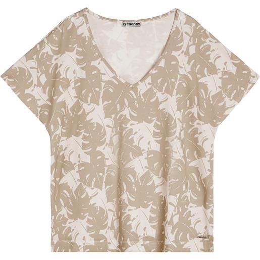 Freddy t-shirt scollo a v in jersey modal stampa tropical all over