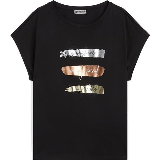 Freddy t-shirt da donna in jersey modal con stampe metallizzate