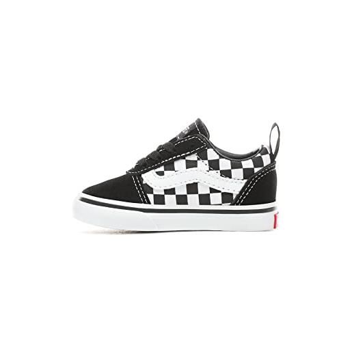 Vans ward slip-on, sneaker, unisex - bambini e ragazzi, (checkered) black/true white, 22 eu