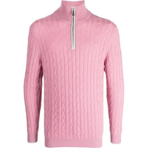 N.Peal maglione con mezza zip - rosa